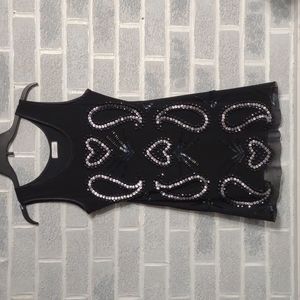 FREE w/ Bundle Crisci Black Sequined Beaded Tunic Top Mini Dress Made In Italy